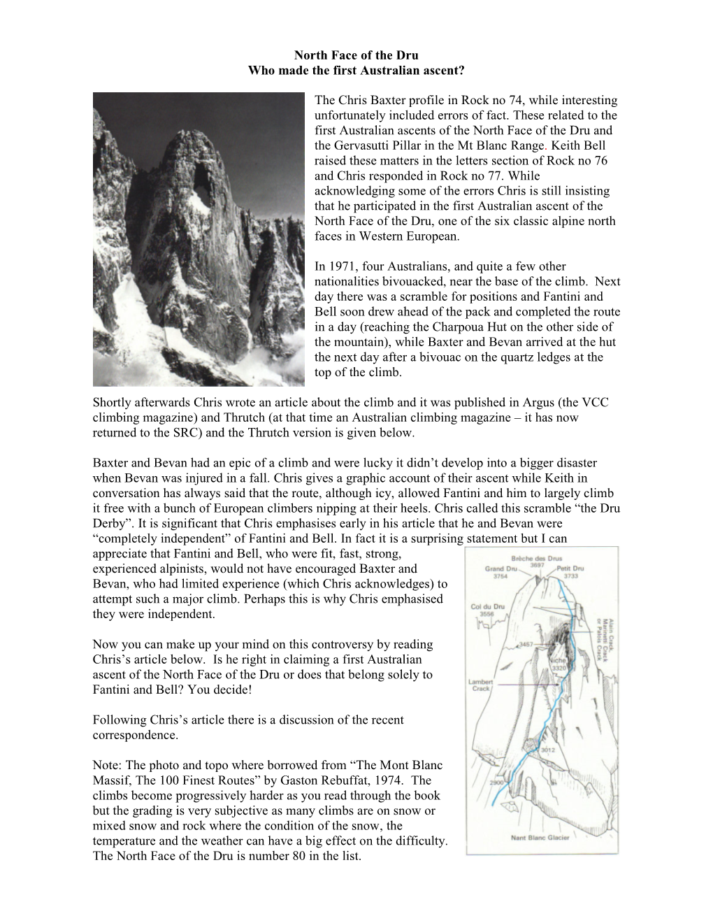 North Face of the Dru Who Made the First Australian Ascent?