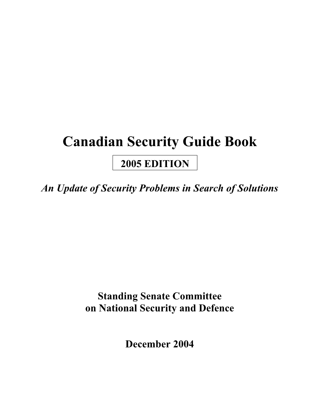 Canadian Security Guide Book, 2005 Edition