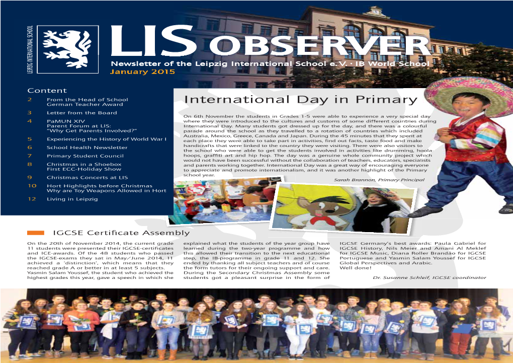 OBSERVER Newsletter of the Leipzig International School E