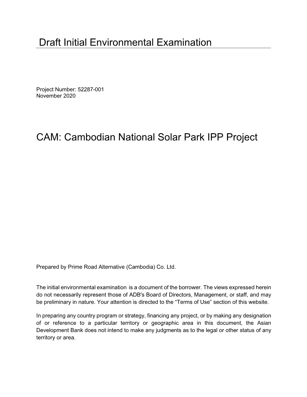 CAM: Cambodian National Solar Park IPP Project