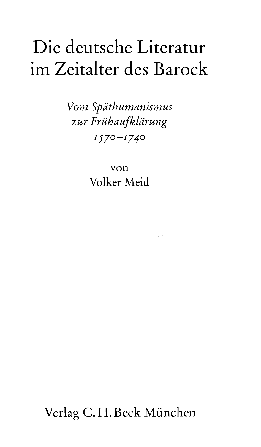 Die Deutsche Literatur Im Zeitalter Des Barock