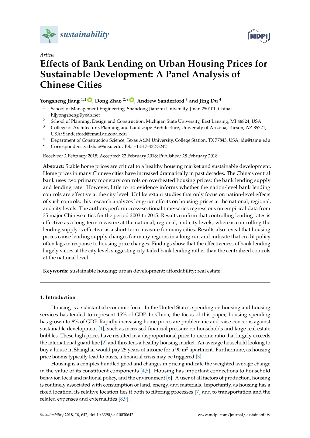 Effects of Bank Lending on Urban Housing Prices for Sustainable Development: a Panel Analysis of Chinese Cities
