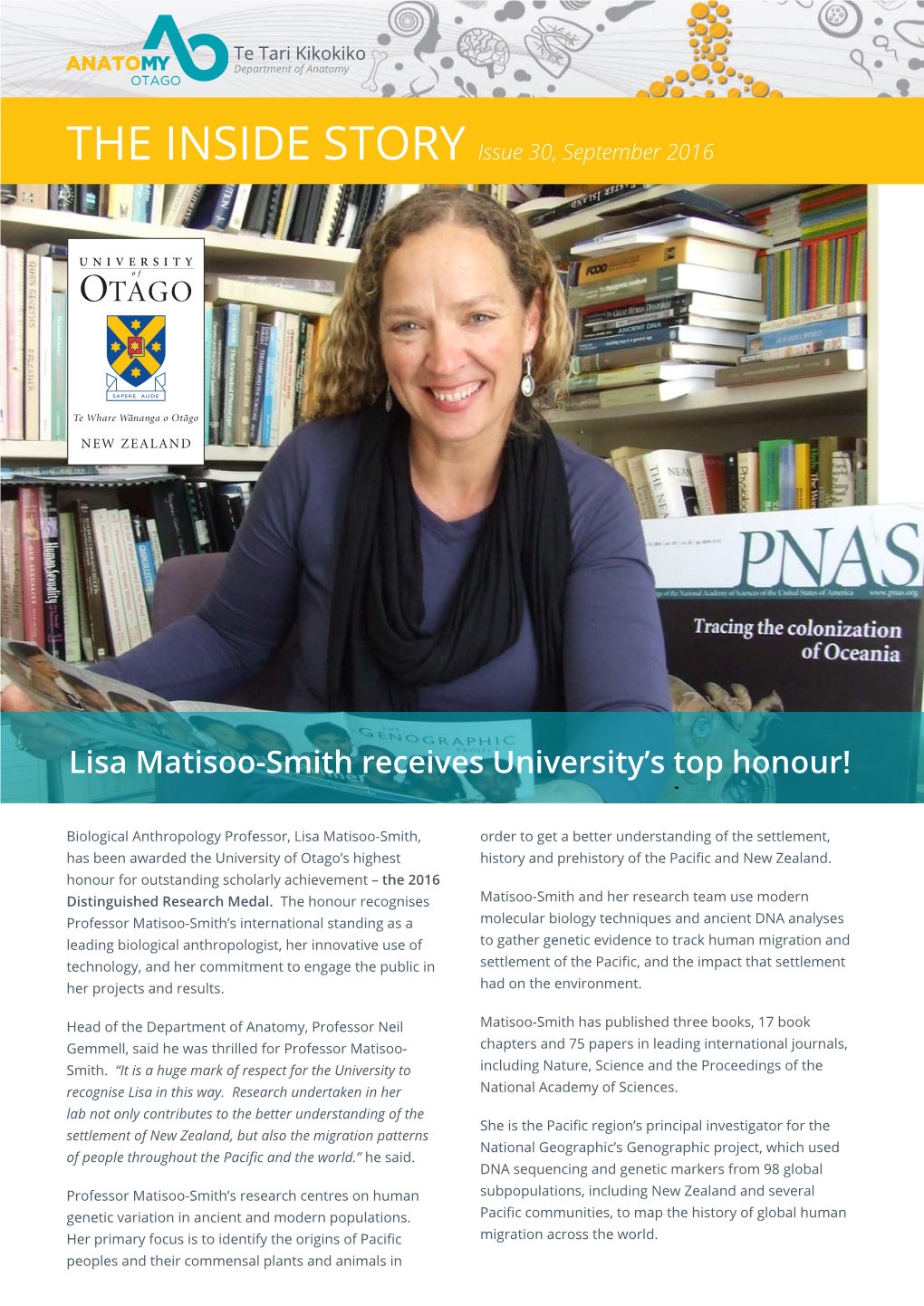 Lisa Matisoo-Smith Receives University's Top Honour!