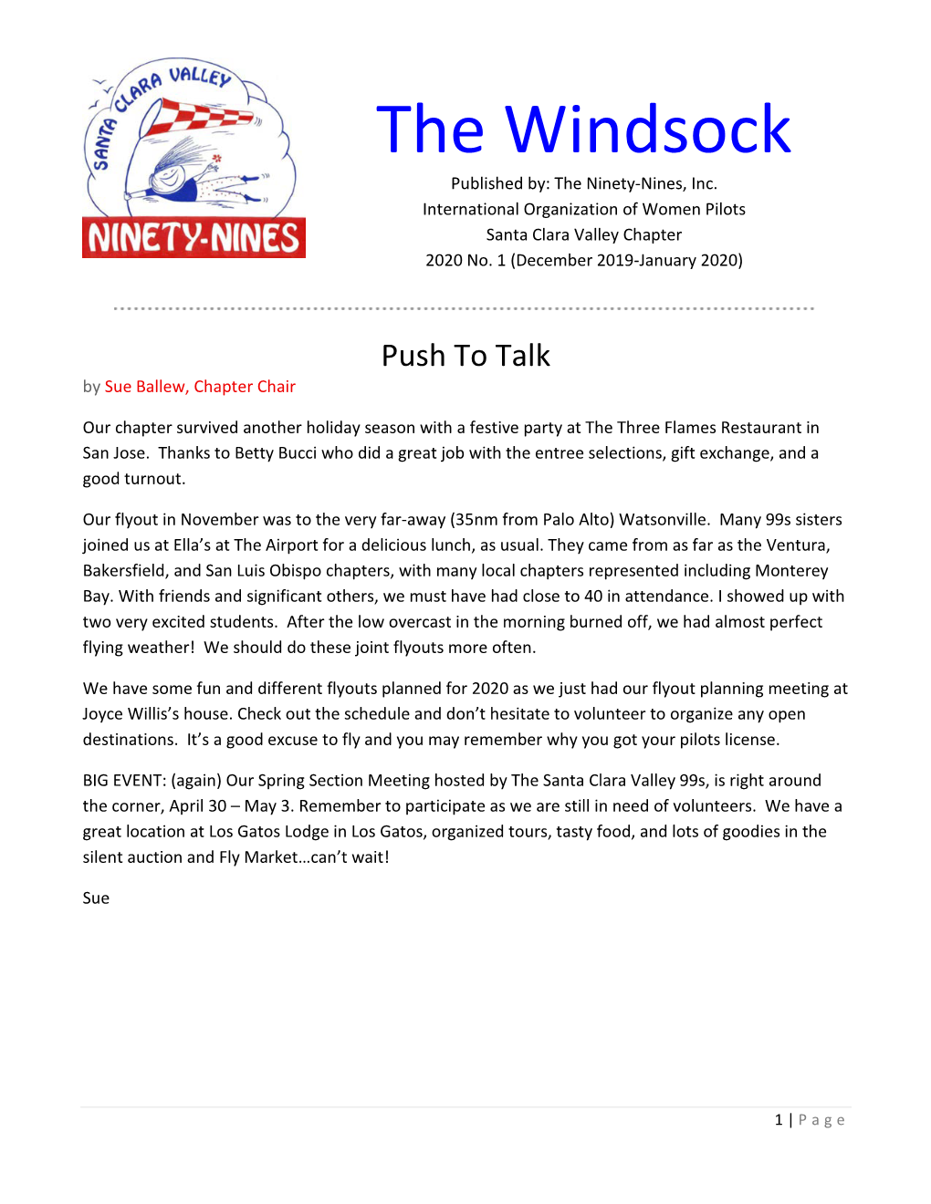 The Windsock Published By: the Ninety-Nines, Inc