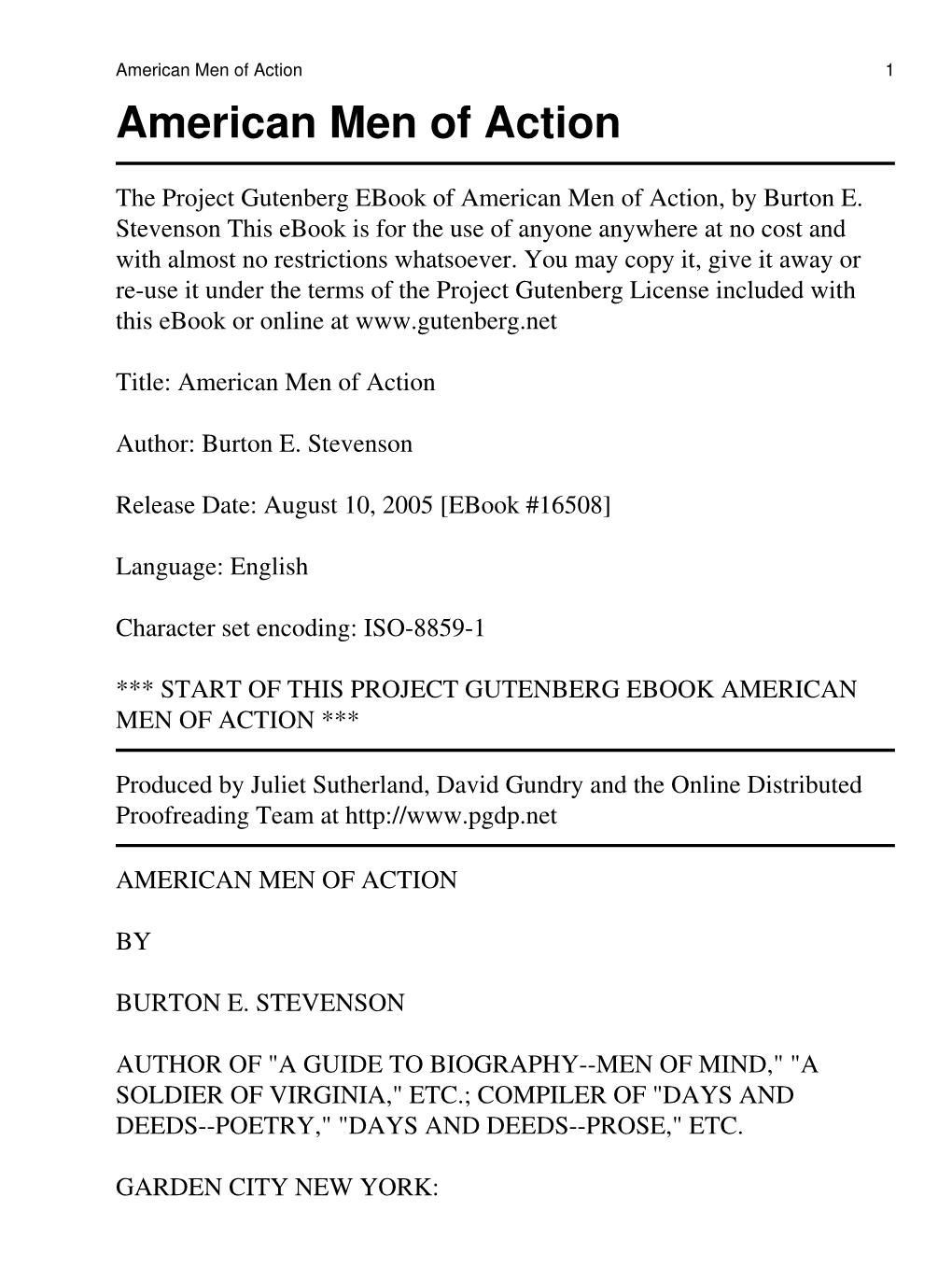 American Men of Action 1 American Men of Action