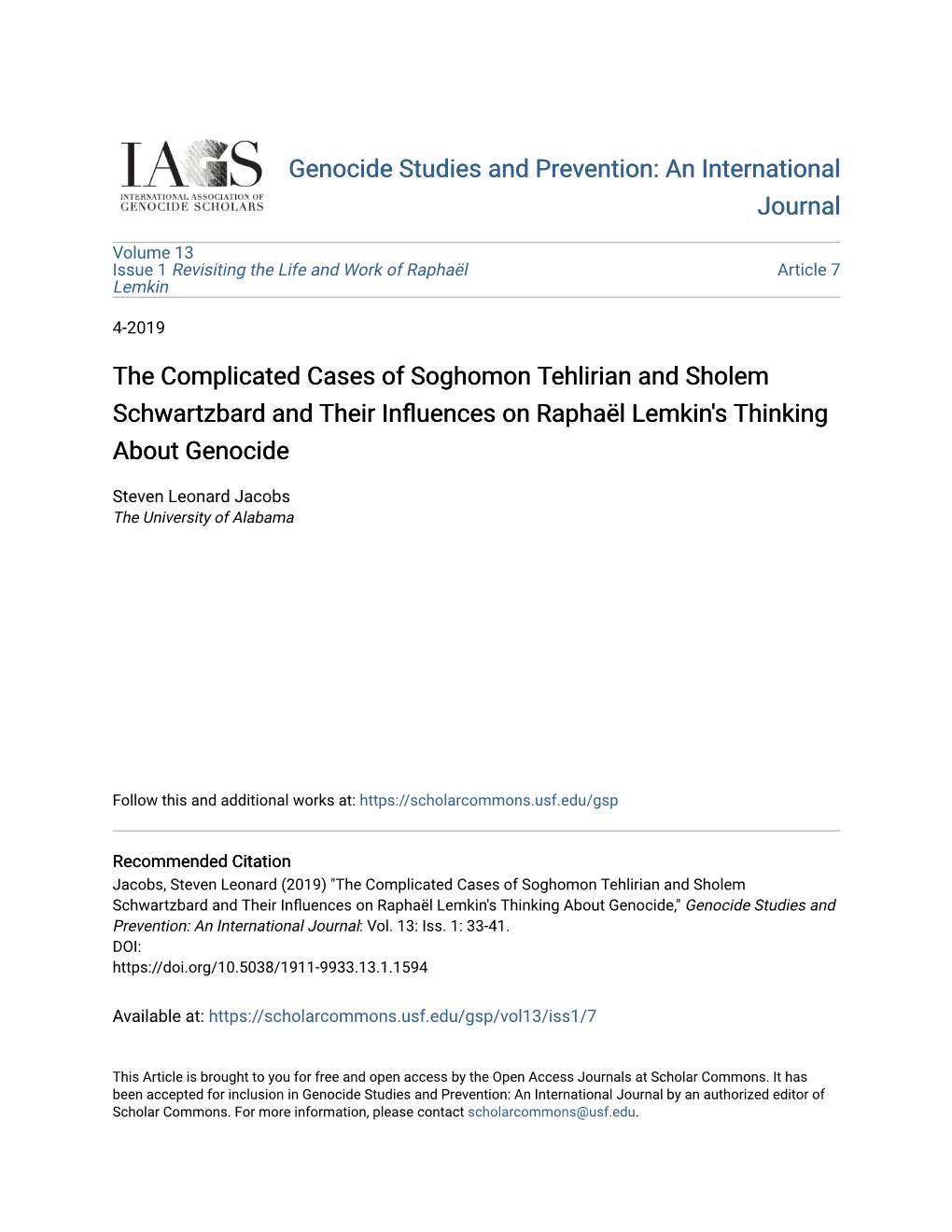 The Complicated Cases of Soghomon Tehlirian and Sholem Schwartzbard and Their Influences on Raphaël Lemkin's Thinking About Genocide