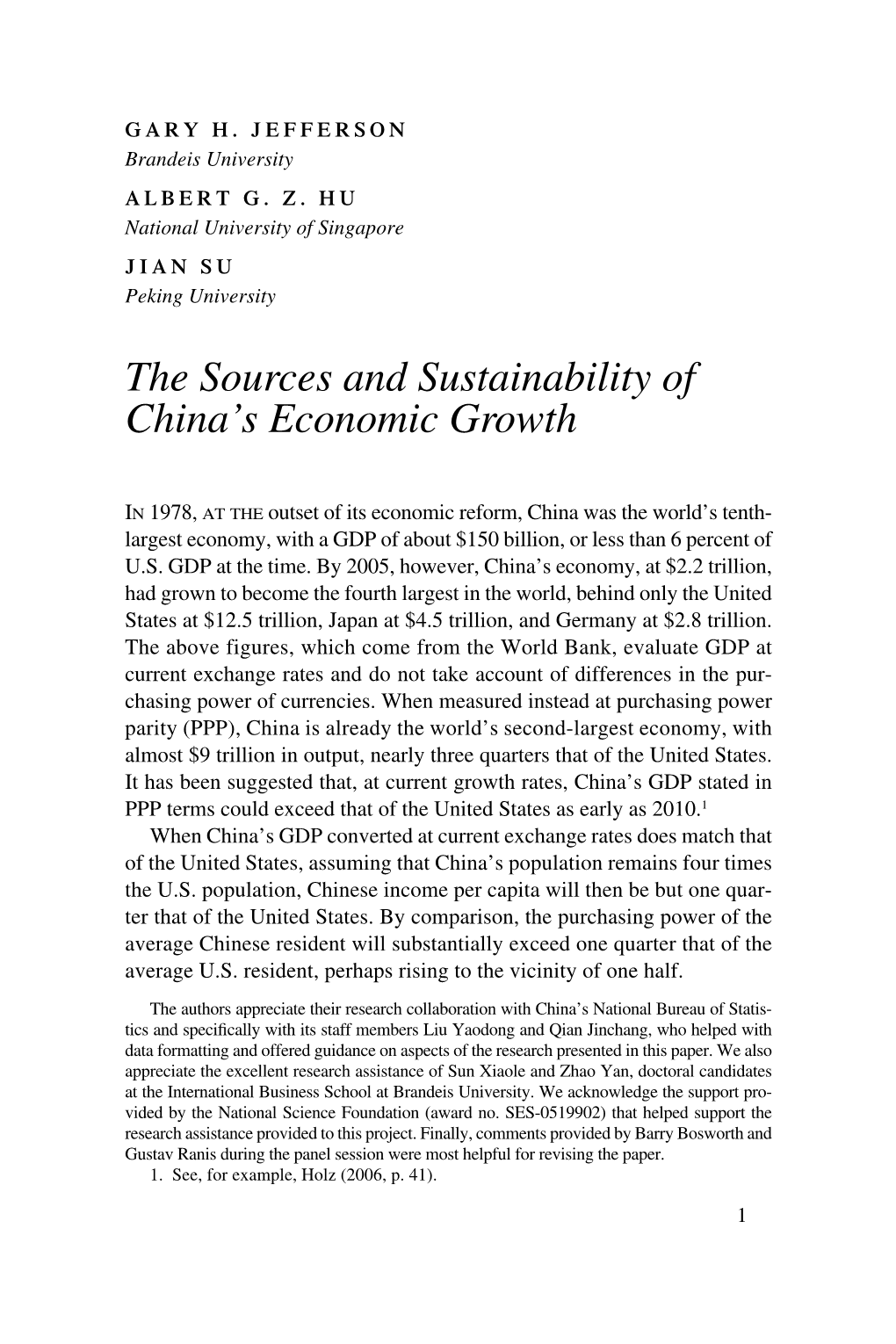 The Sources and Sustainability of China's Economic Growth