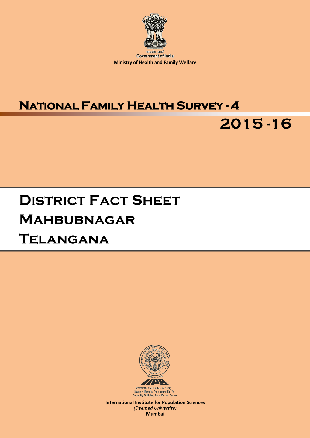 District Fact Sheet Mahbubnagar Telangana