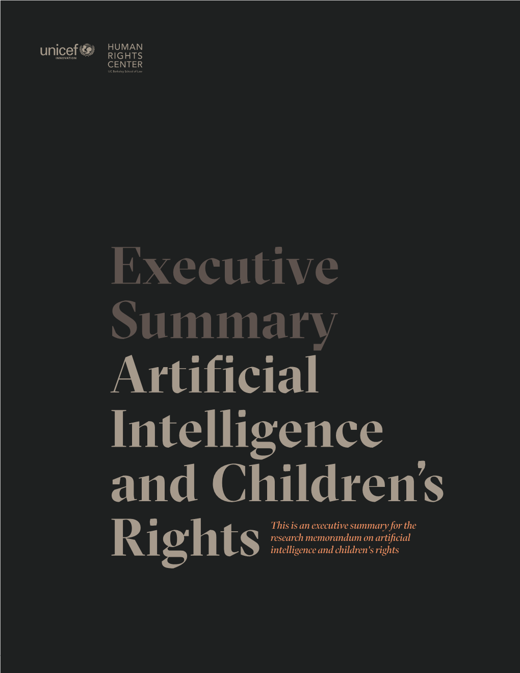 Executive Summary Artificial Intelligence and Childrens Rights