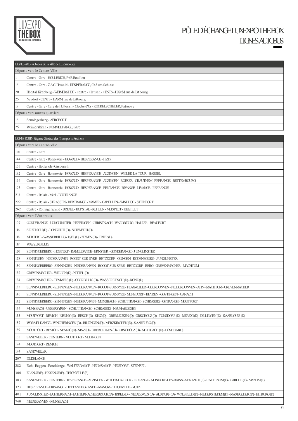 Pôle D'échange Luxexpo the Box Lignes Autobus