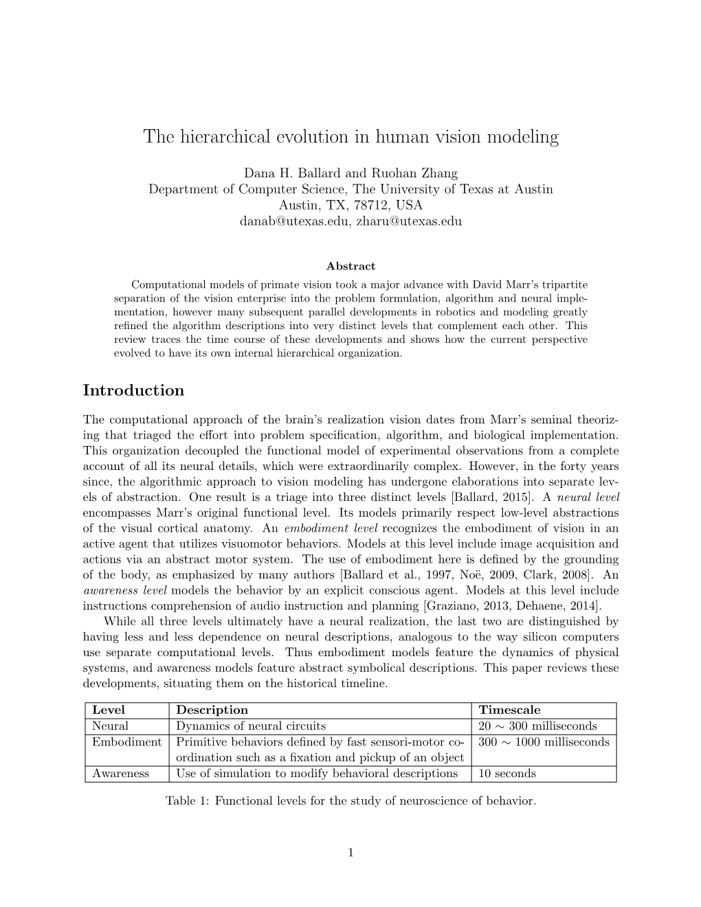 The Hierarchical Evolution in Human Vision Modeling