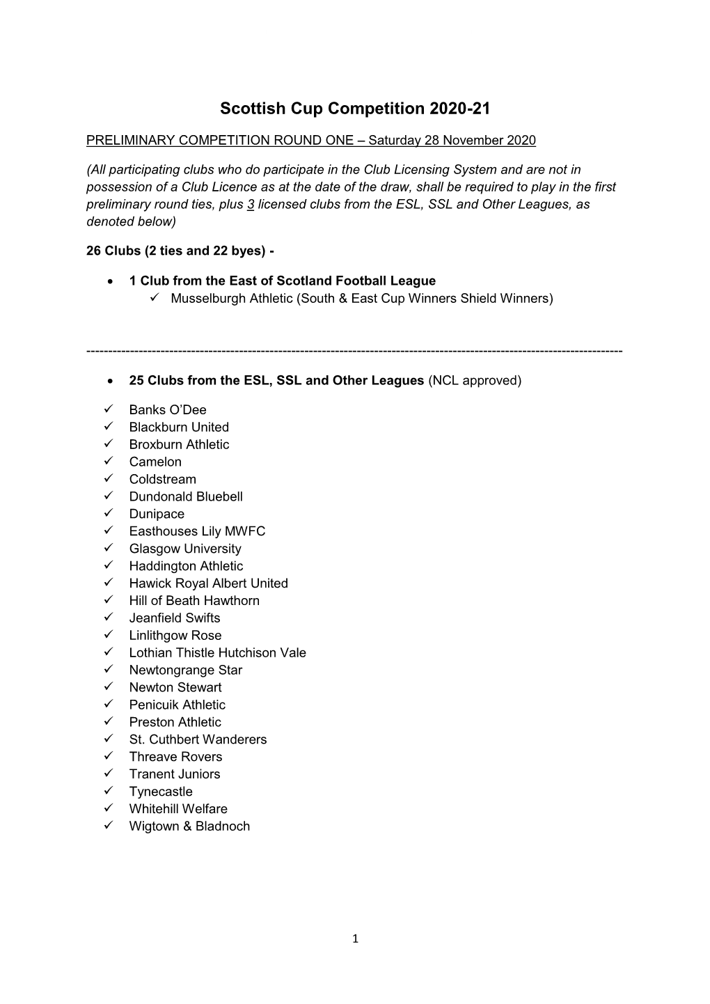 Scottish Cup Competition 2020-21