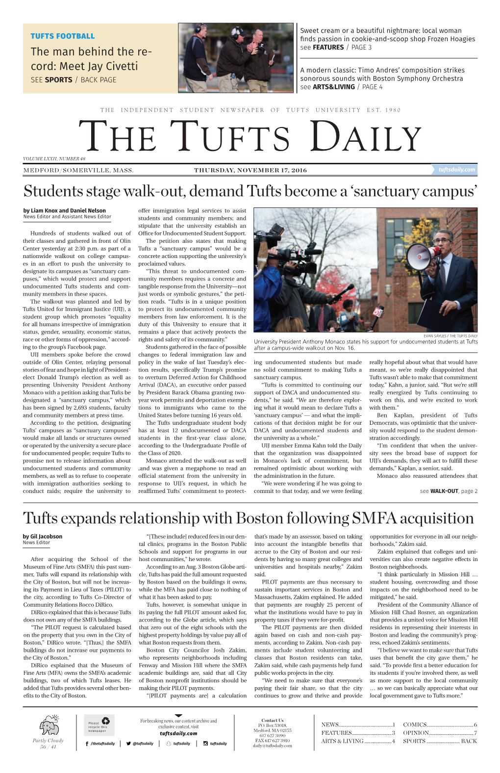 The Tufts Daily Volume Lxxii, Number 48