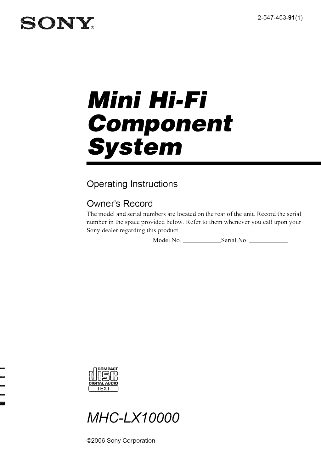 Mini Hi. Fi Component System