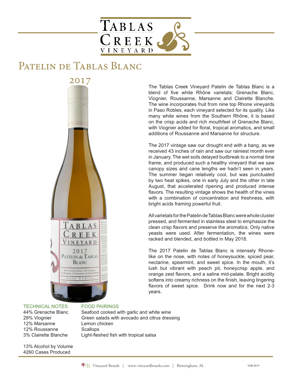 Patelin De Tablas Blanc 2017