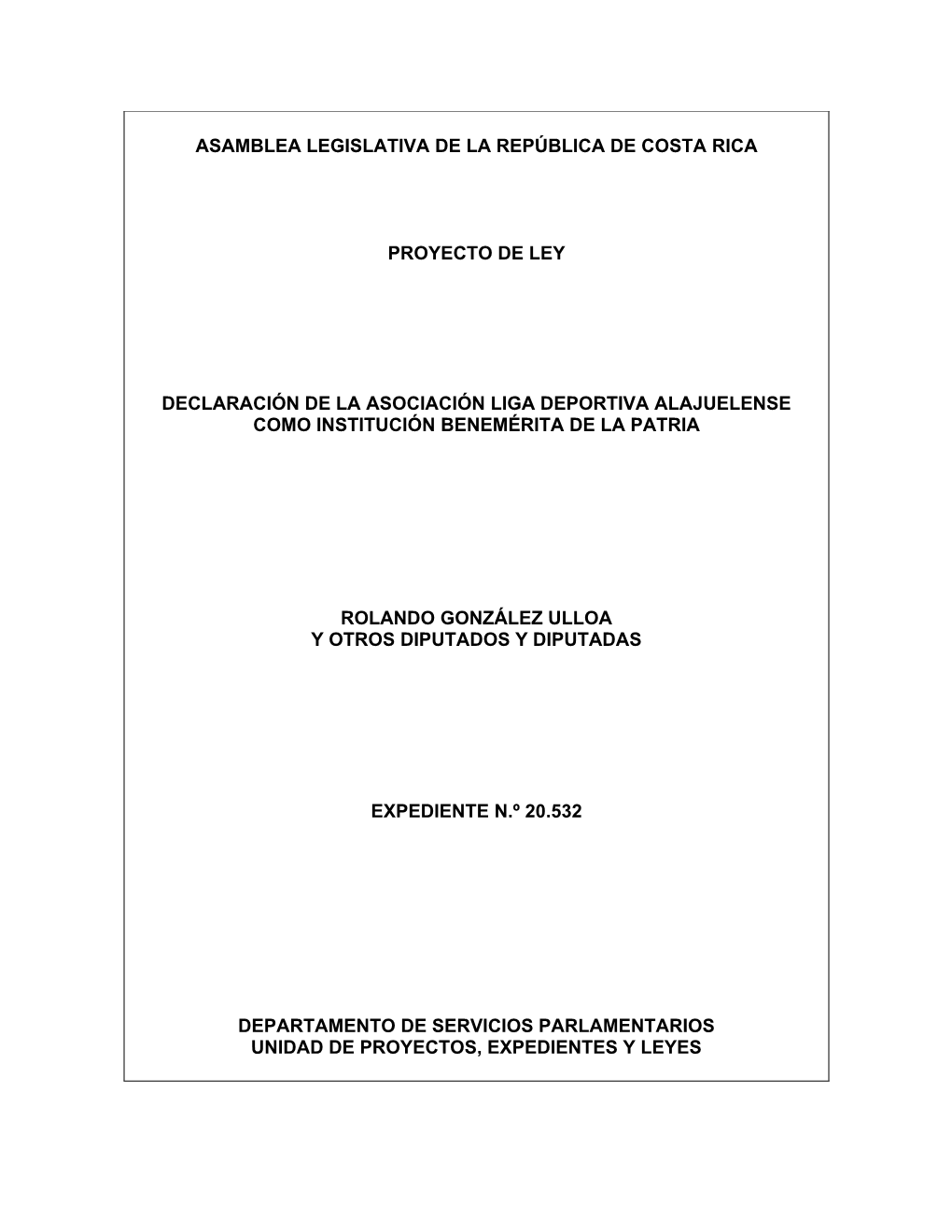 Asamblea Legislativa De La República De Costa Rica