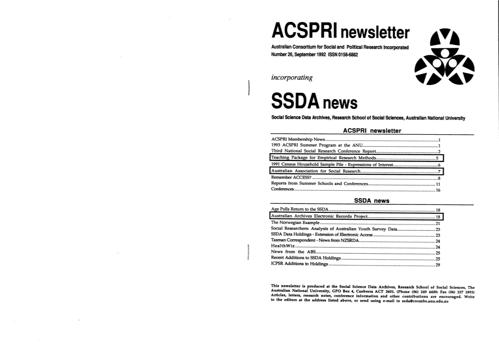 ACSPRI Newsletter 26 September 1992