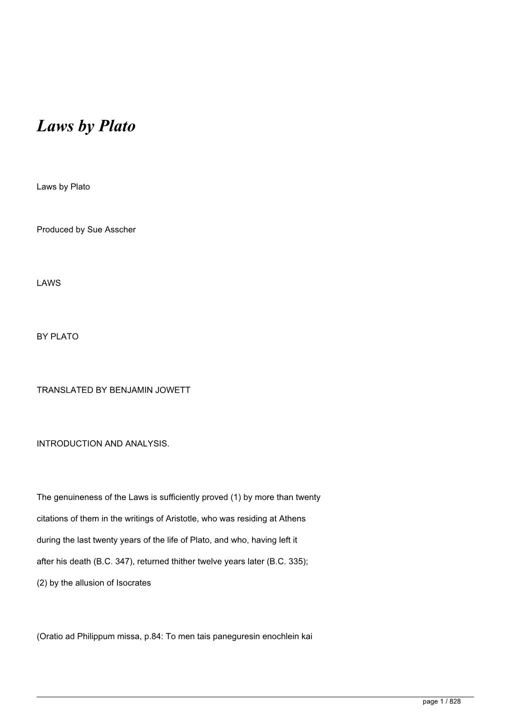 Laws by Plato</H1>