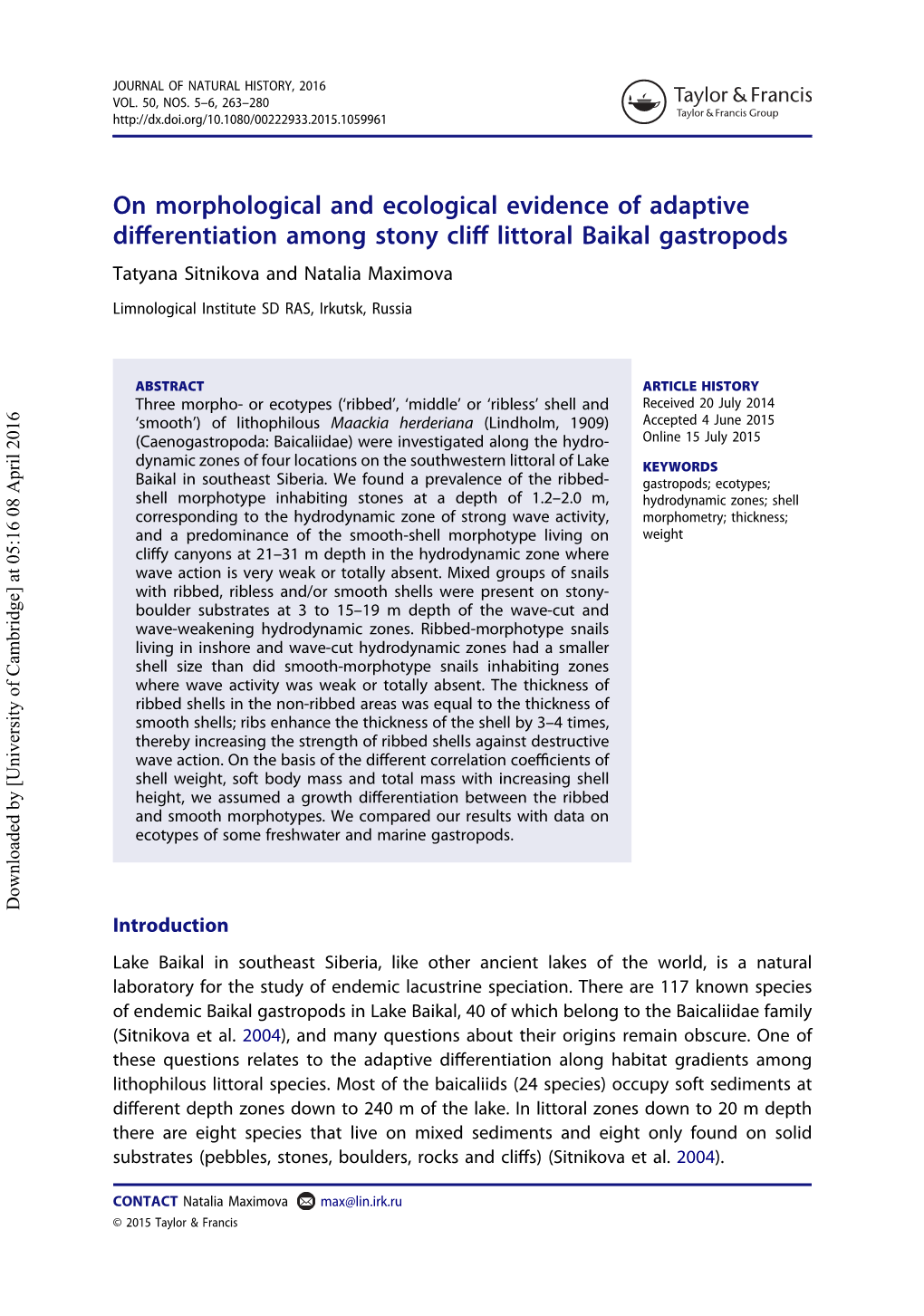 On Morphological and Ecological Evidence of Adaptive Differentiation