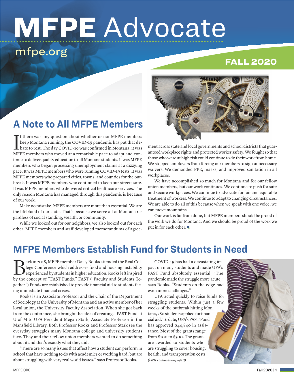 MFPE Advocate Mfpe.Org FALL 2020