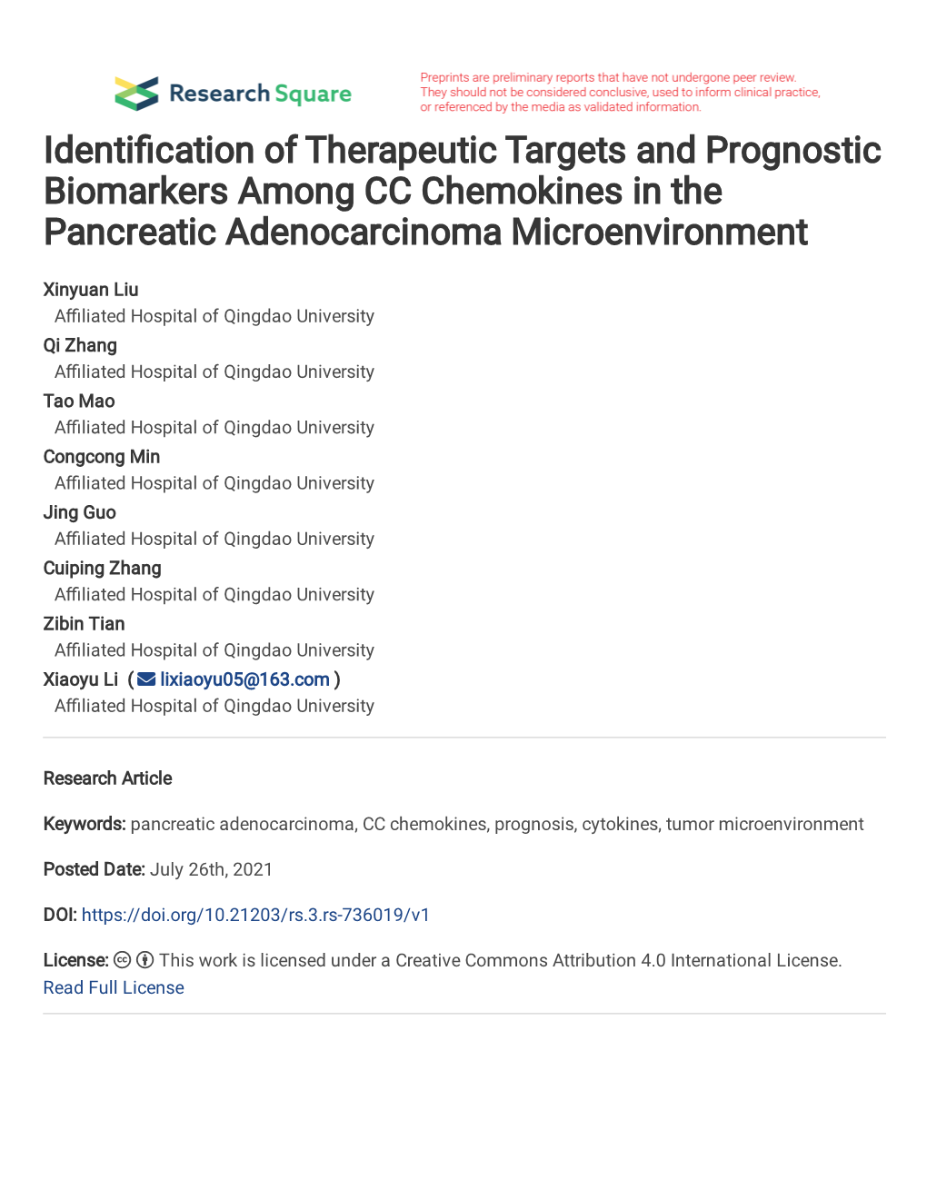 Identi Cation of Therapeutic Targets and Prognostic Biomarkers Among