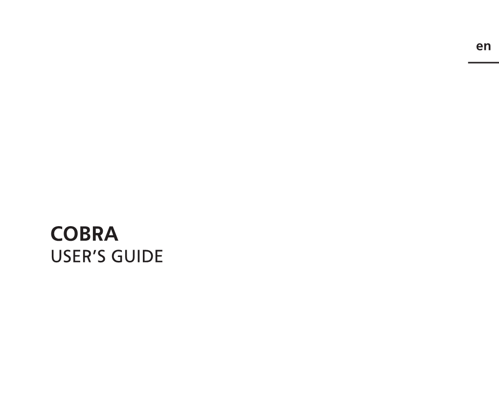 Cobra User's Guide Contains Vitally Important Information Which Enables You to Become Familiar with Your Suunto Dive Computer