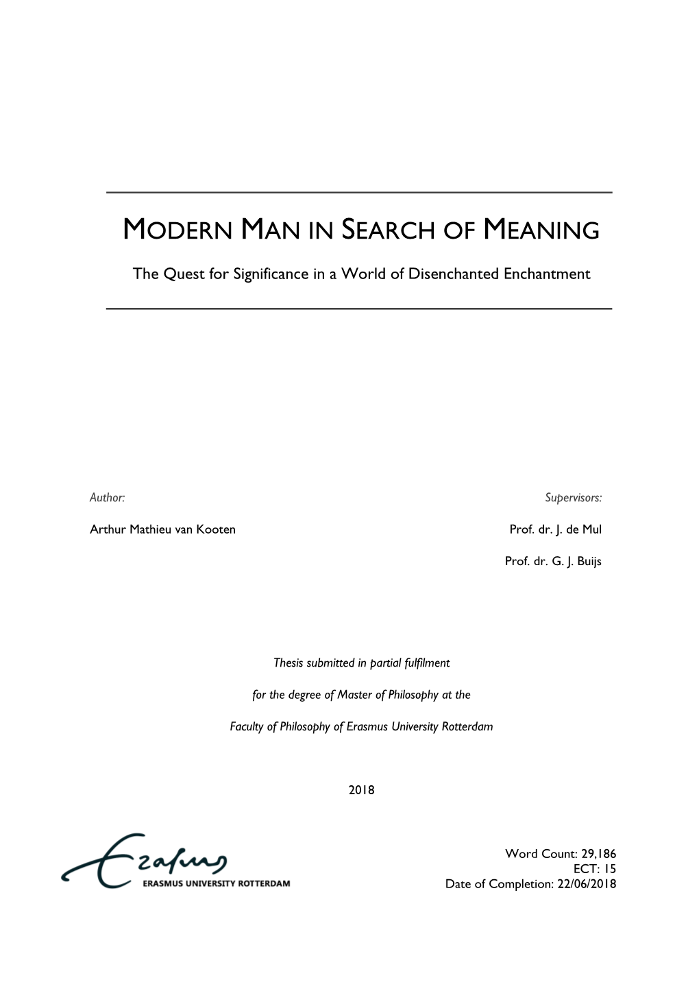 Modern Man in Search of Meaning