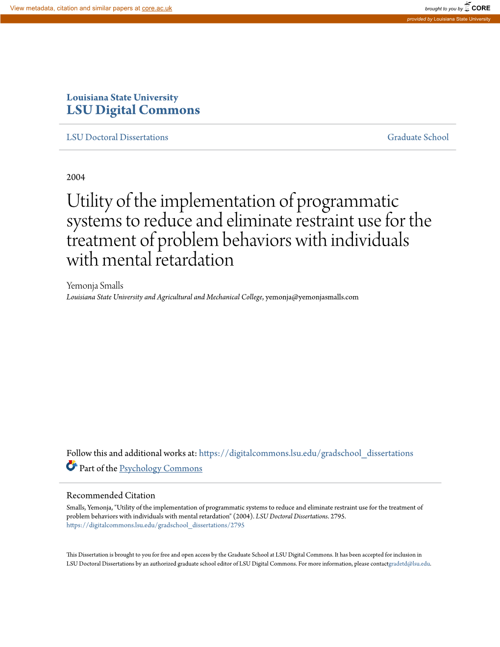 Utility of the Implementation of Programmatic Systems to Reduce