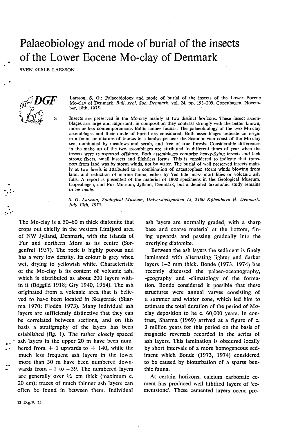 Bulletin of the Geological Society of Denmark, Vol. 24/03-04, Pp. 193-209