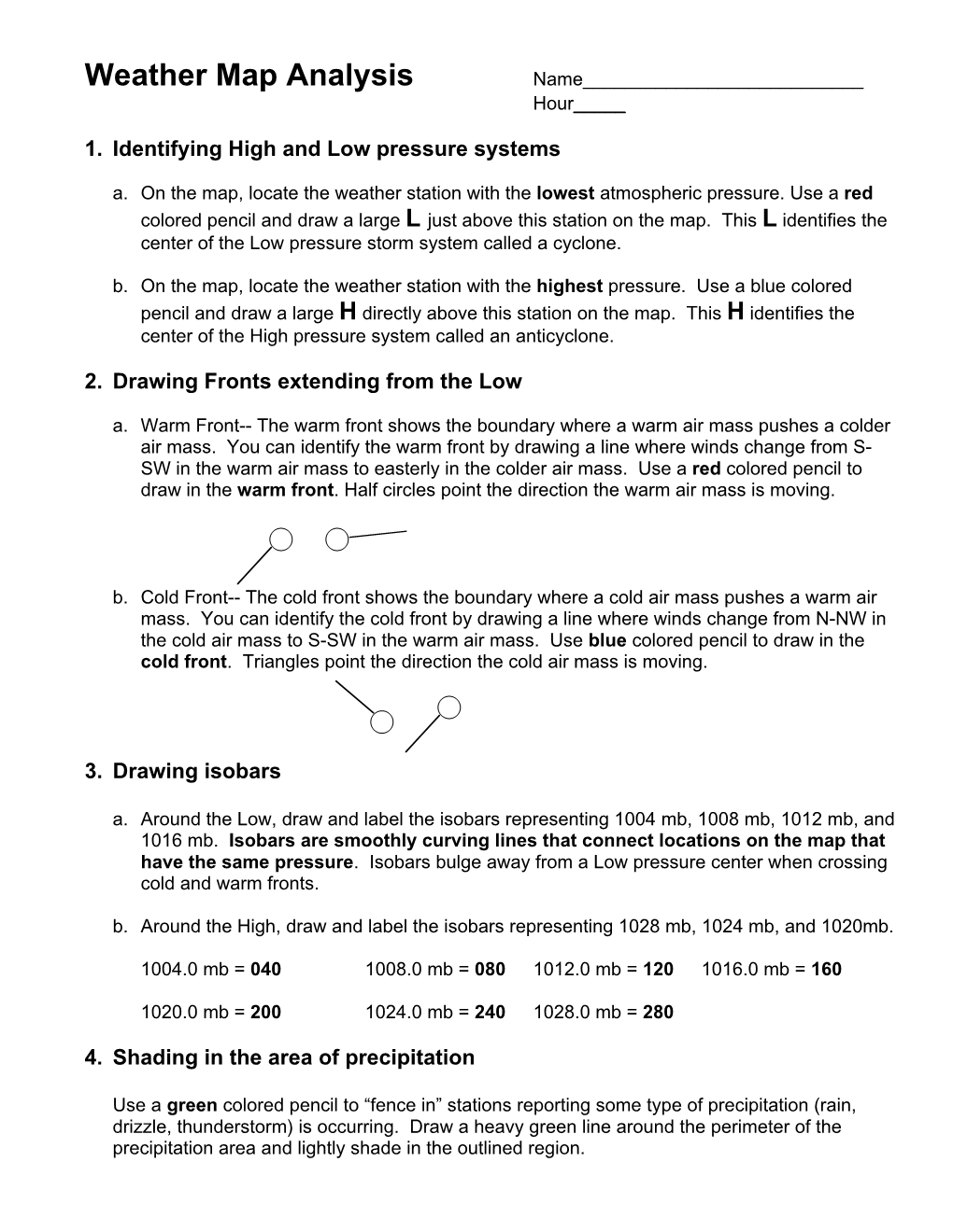 Weather Map Analysis Name______Hour_____