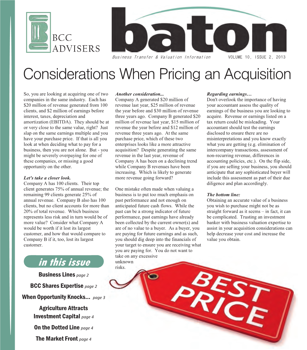 Considerations When Pricing an Acquisition