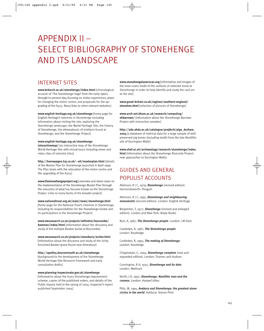 Appendix Ii – Select Bibliography of Stonehenge and Its Landscape
