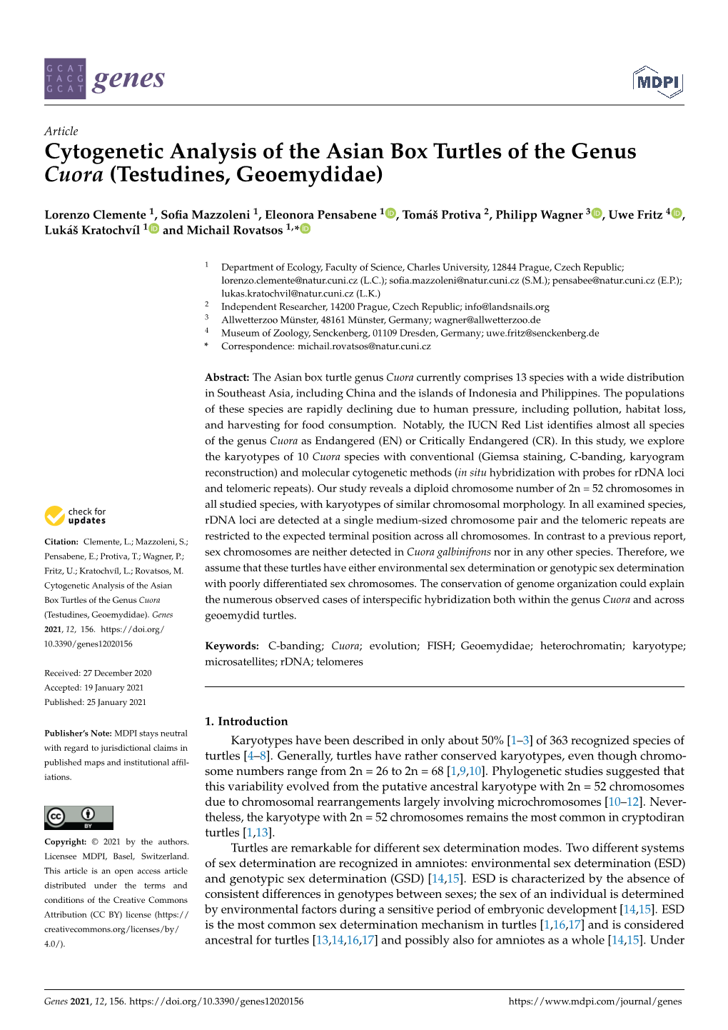 Cytogenetic Analysis of the Asian Box Turtles of the Genus Cuora (Testudines, Geoemydidae)