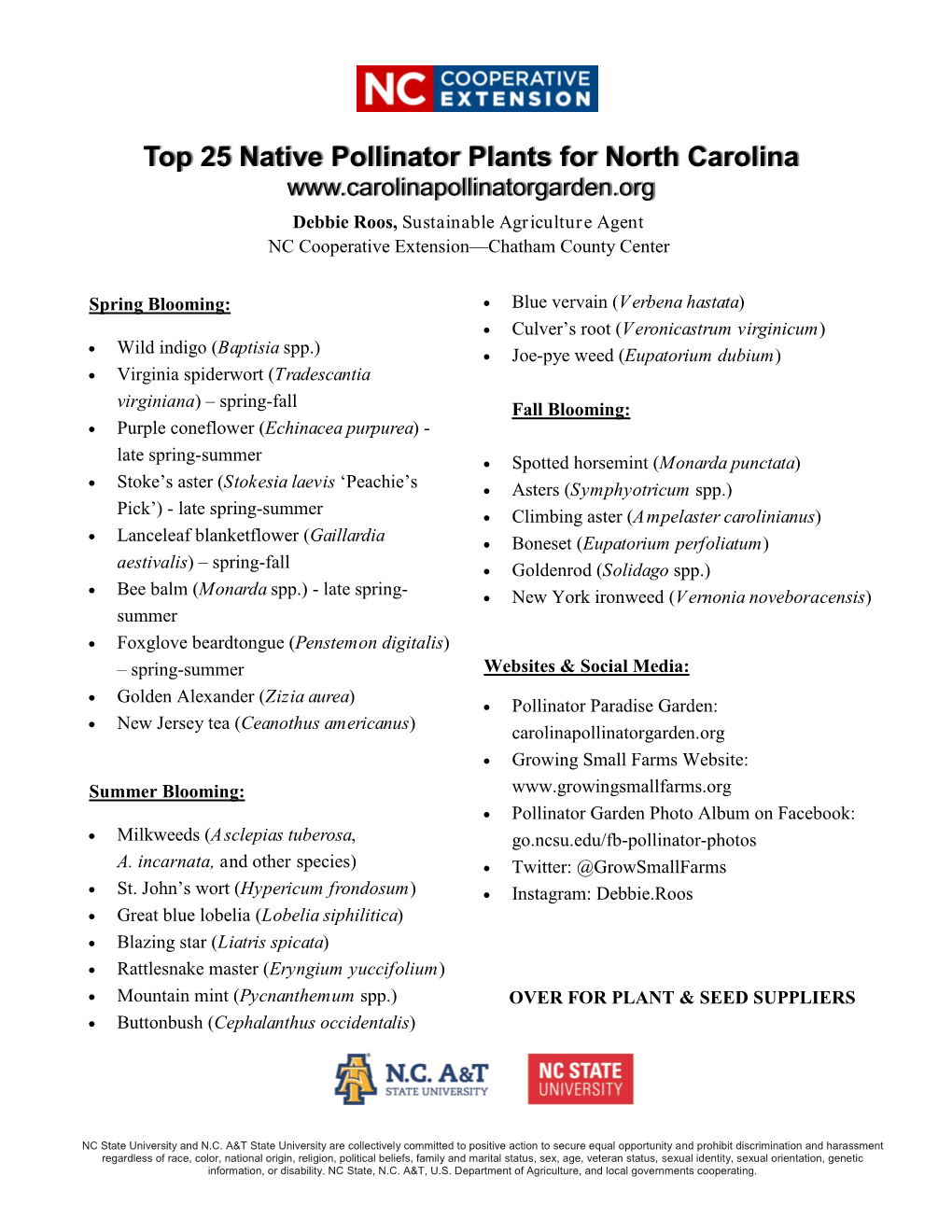 Top 25 Native Pollinator Plants for North Carolina