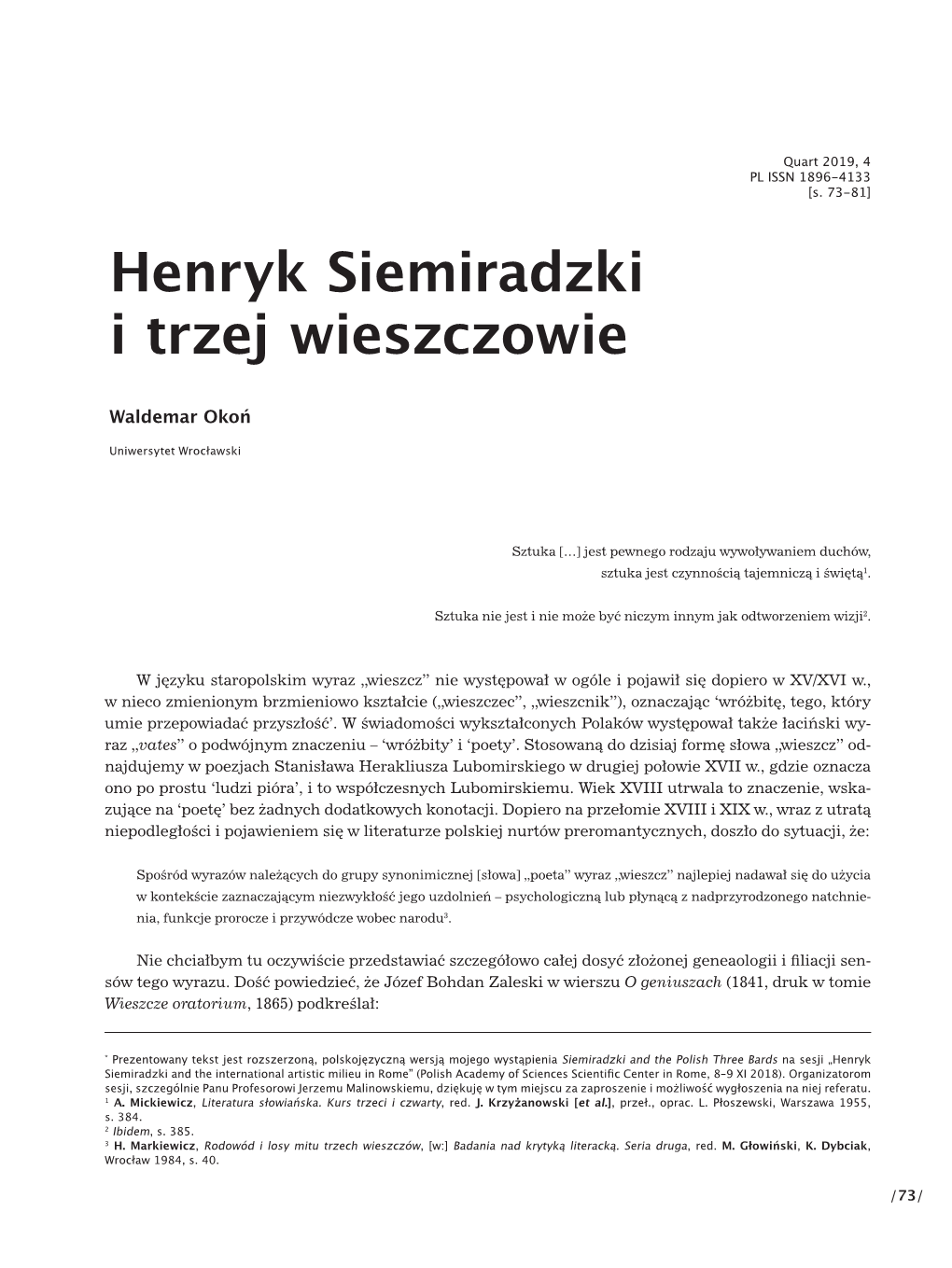 Henryk Siemiradzki I Trzej Wieszczowie