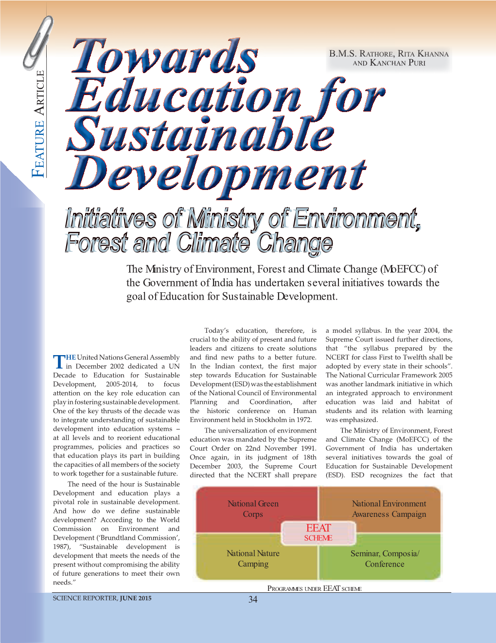 Initiatives of Ministry of Environment, Forest and Climate Change