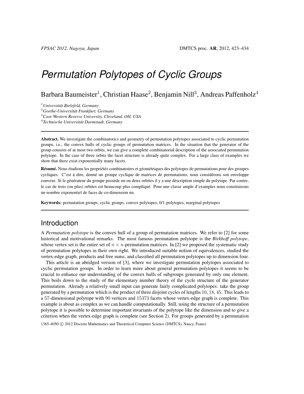 Permutation Polytopes of Cyclic Groups