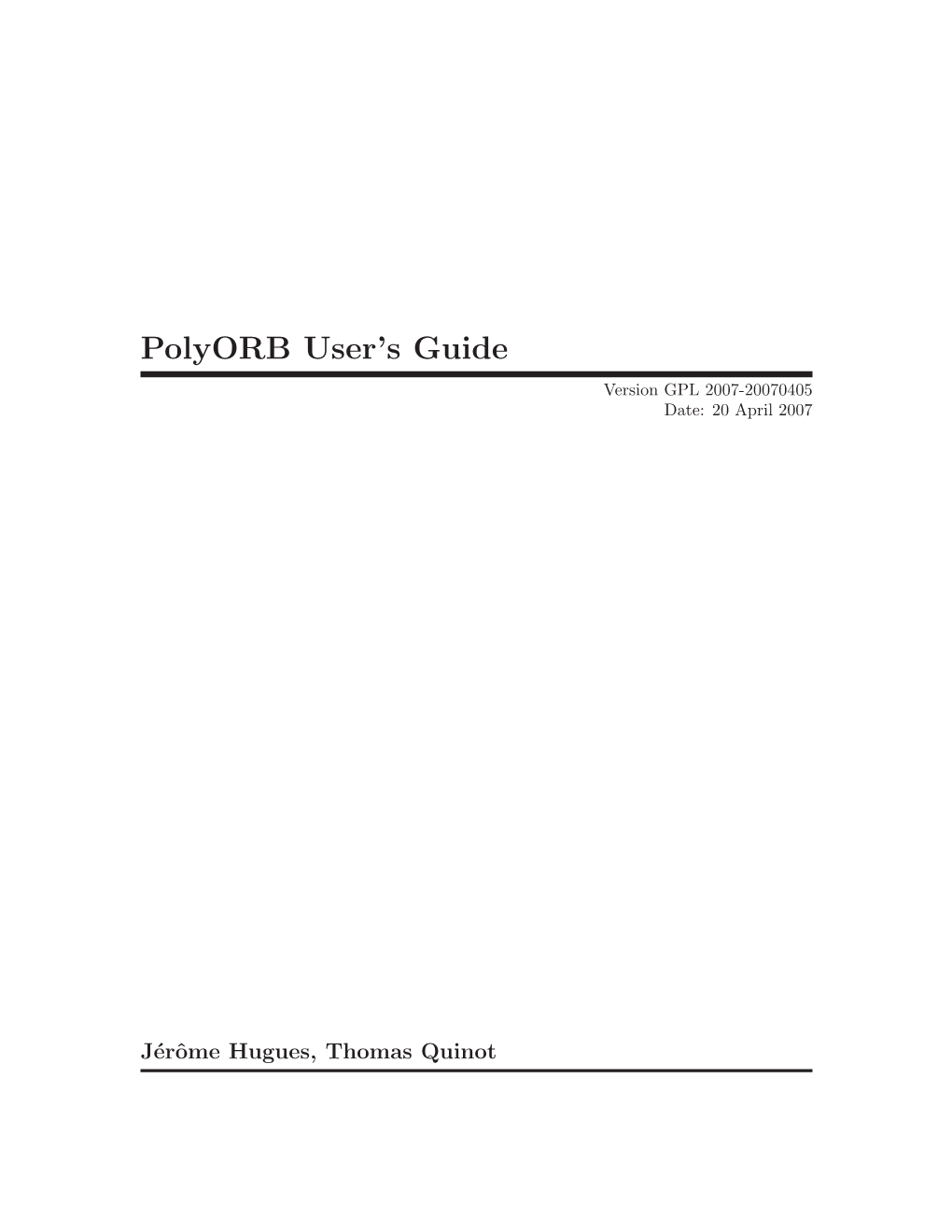 Polyorb User's Guide