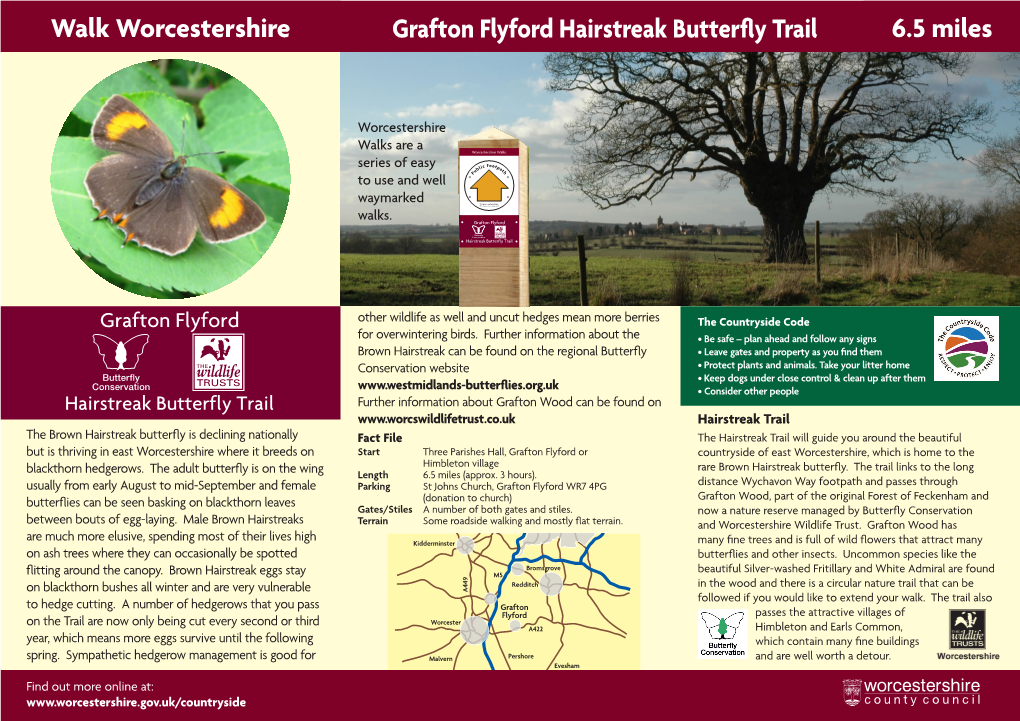 Walk Worcestershire Grafton Flyford Hairstreak Butterfly Trail 6.5 Miles