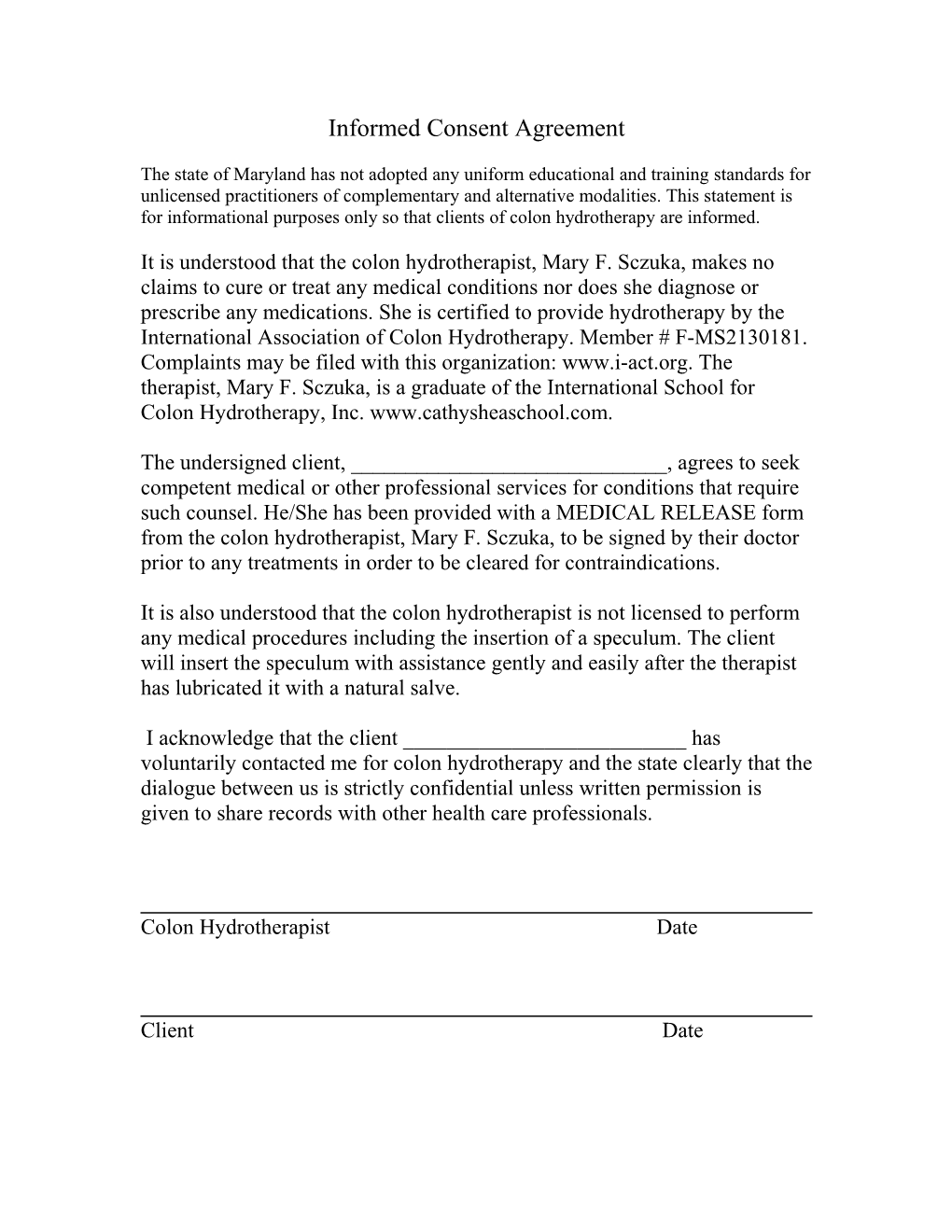 Informed Consent Agreement