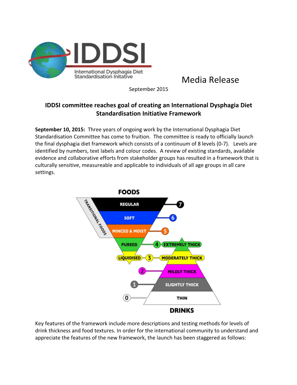 IDDSI Committee Reaches Goal of Creating an International Dysphagia Diet Standardisation