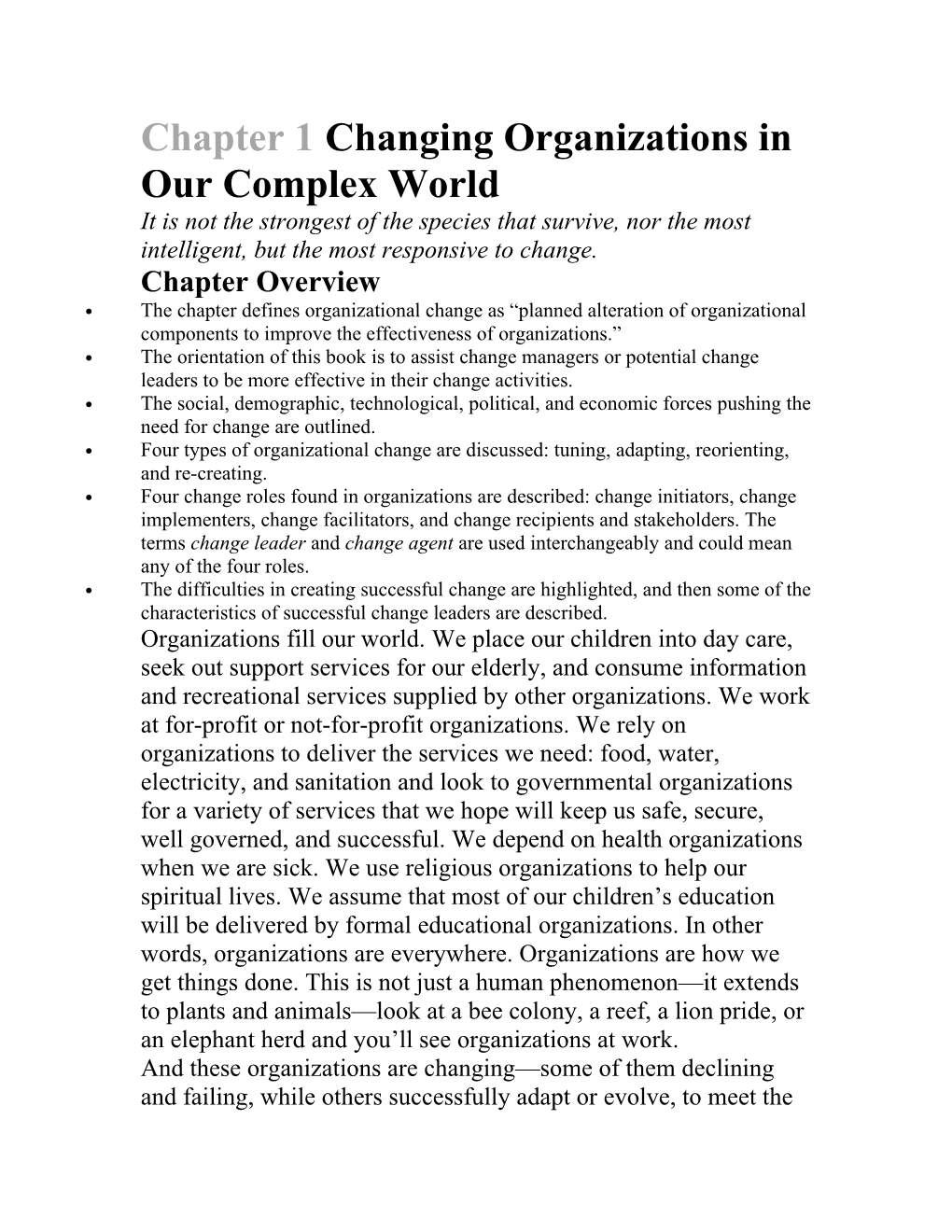 Chapter 1 Changing Organizations in Our Complex World