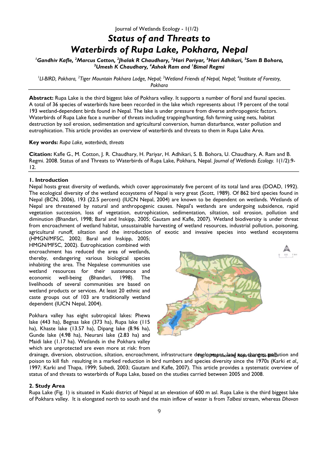 Status of and Threats to Waterbirds of Rupa Lake, Pokhara, Nepal