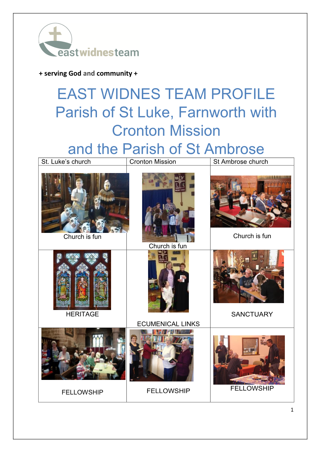 EAST WIDNES TEAM PROFILE Parish of St Luke, Farnworth with Cronton Mission and the Parish of St Ambrose St