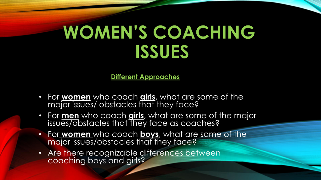 Women's Coaching Issues