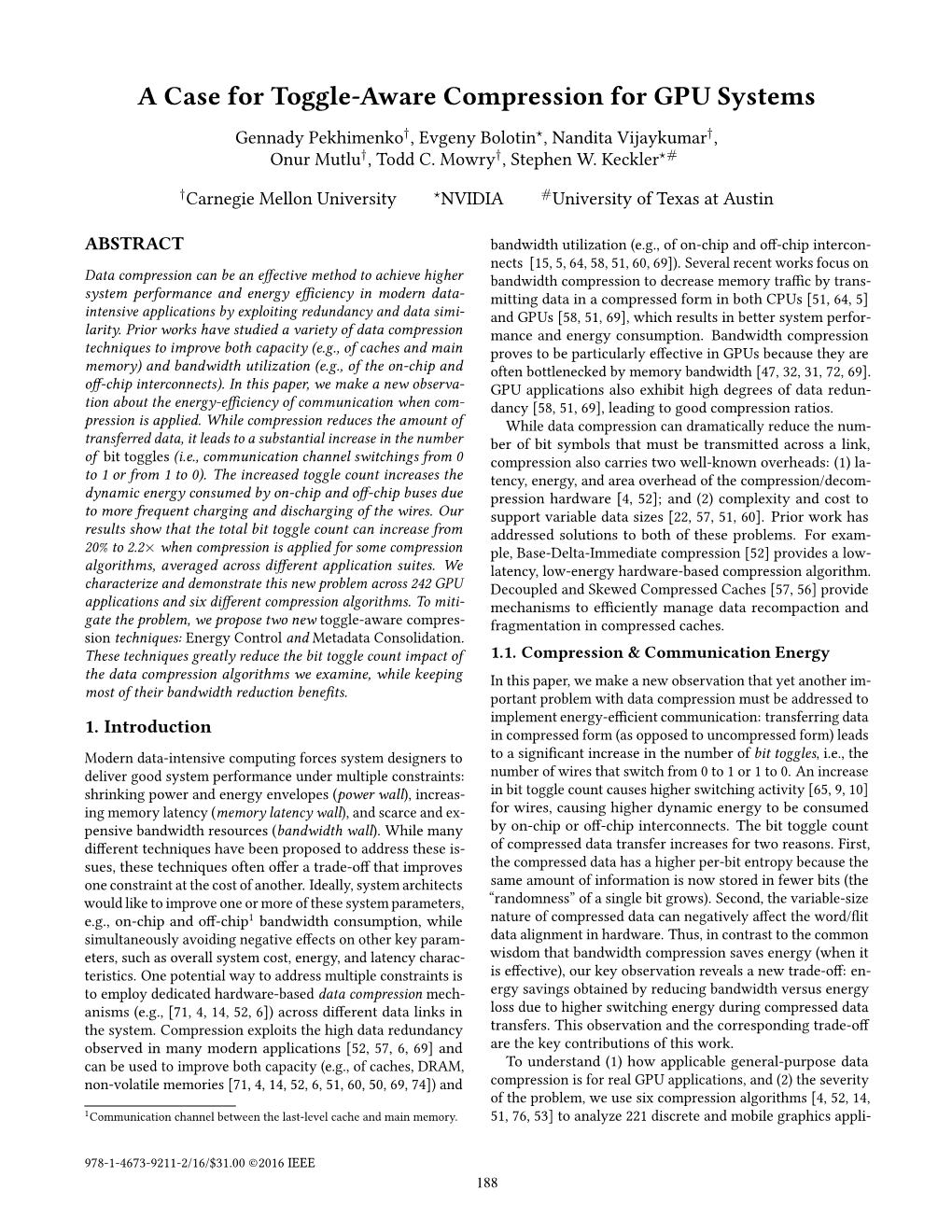 A Case for Toggle-Aware Compression for GPU Systems