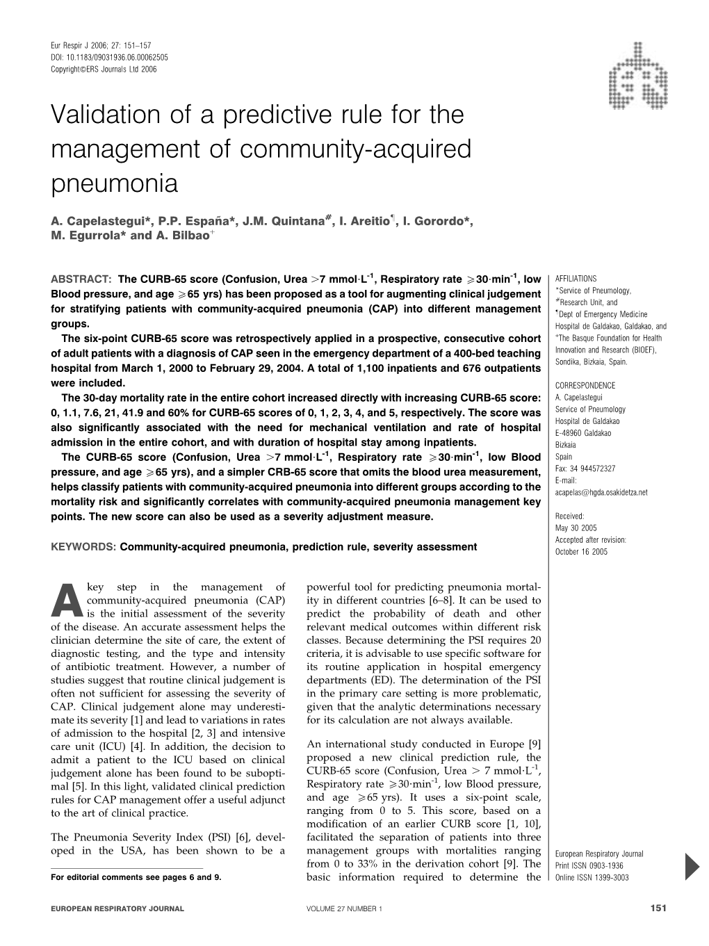 Validation of a Predictive Rule for the Management of Community-Acquired Pneumonia