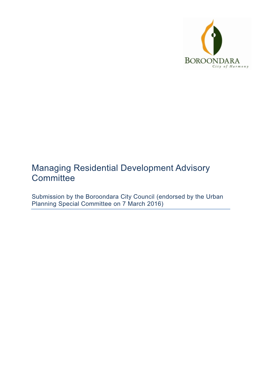 Managing Residential Development Advisory Committee