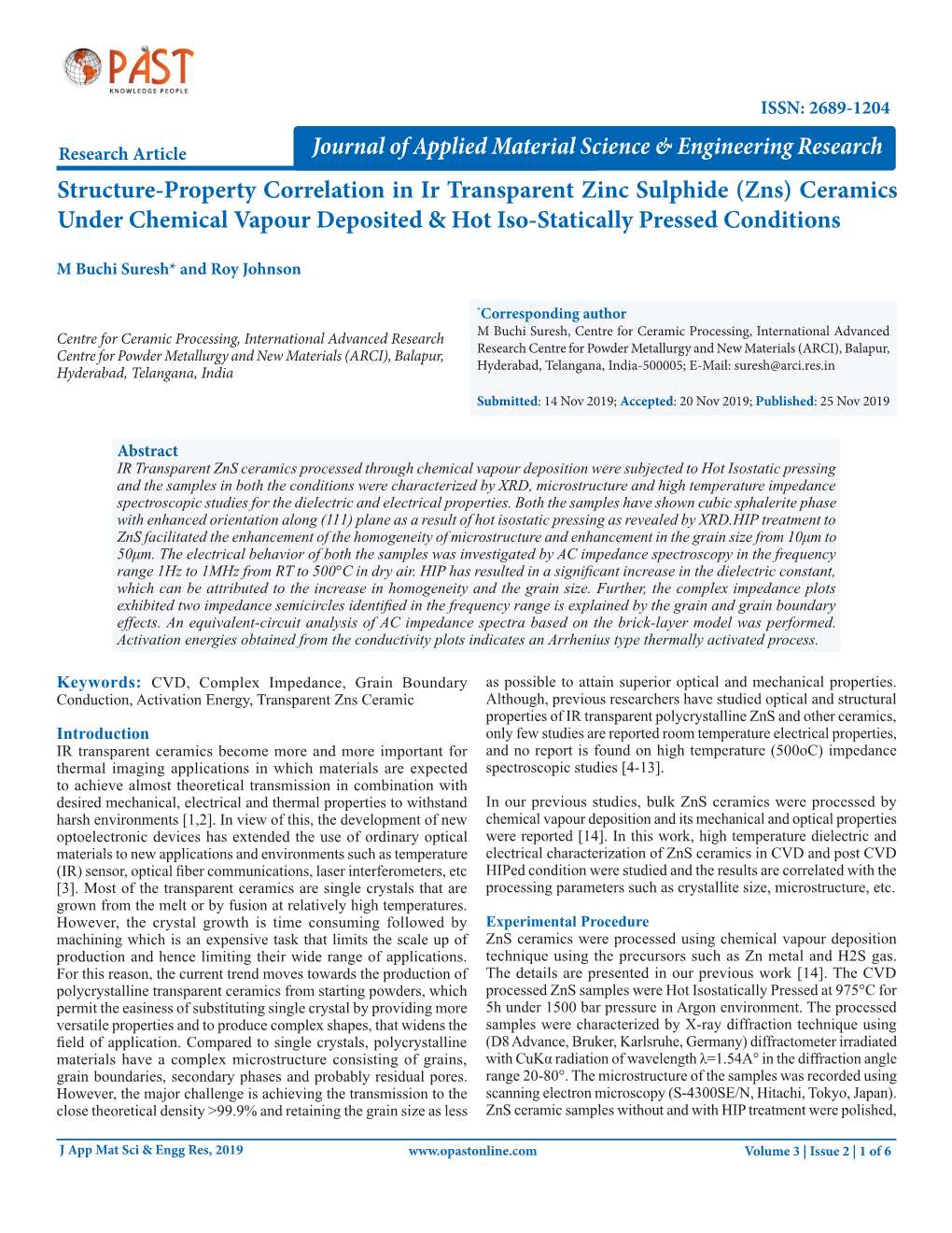 Structure-Property Correlation in Ir Transparent Zinc Sulphide (Zns) Ceramics Under Chemical Vapour Deposited & Hot Iso-Statically Pressed Conditions