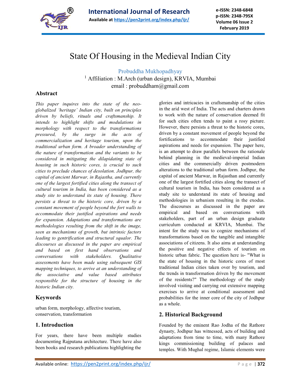 State of Housing in the Medieval Indian City